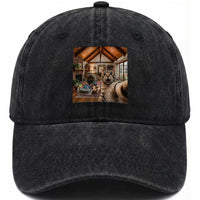 Cat Selfie with Man Funny Cat Dad Washed Cotton Baseball Cap