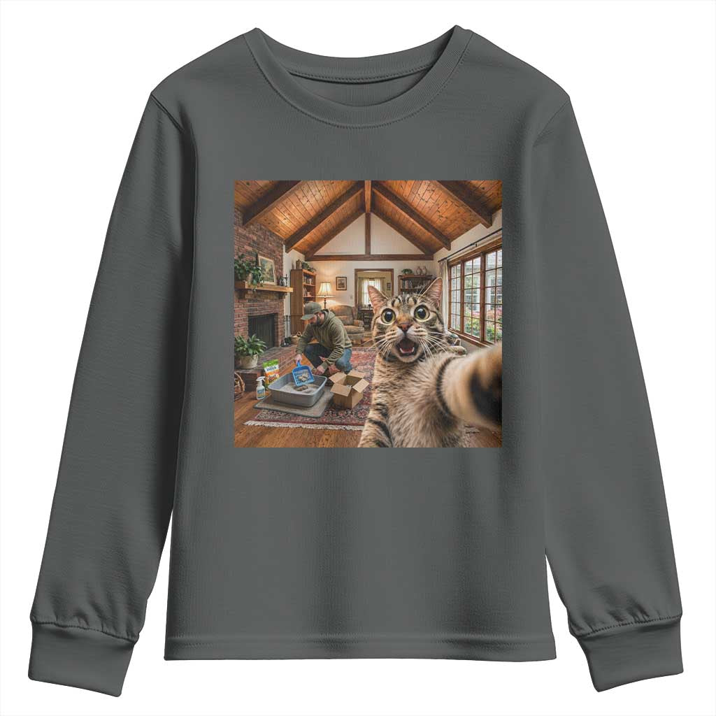 Cat Selfie with Man Funny Cat Dad Youth Sweatshirt