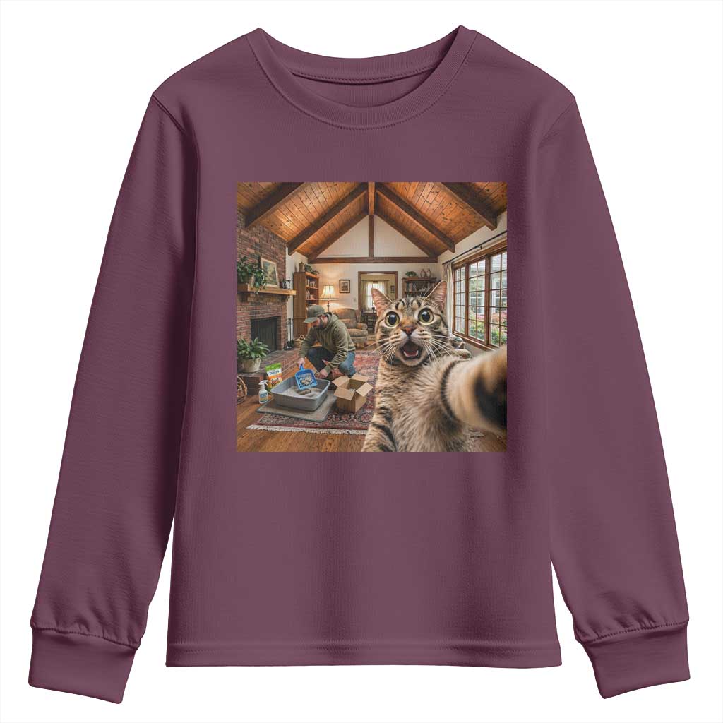 Cat Selfie with Man Funny Cat Dad Youth Sweatshirt