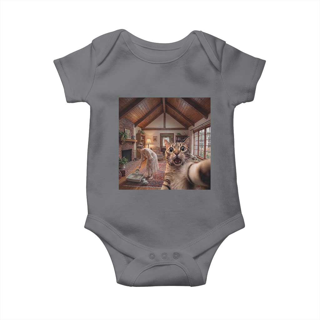 Cat Selfie with Woman Funny Cat Mom Baby Onesie