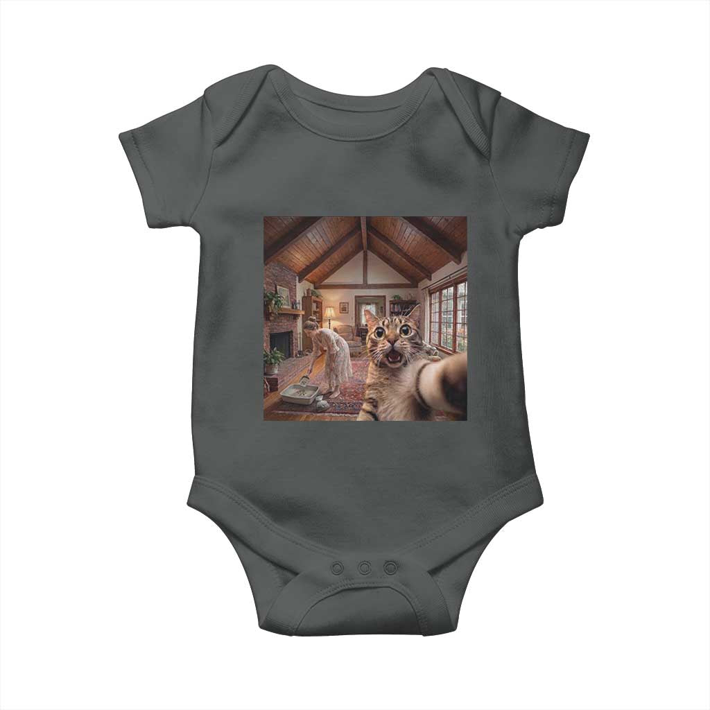 Cat Selfie with Woman Funny Cat Mom Baby Onesie