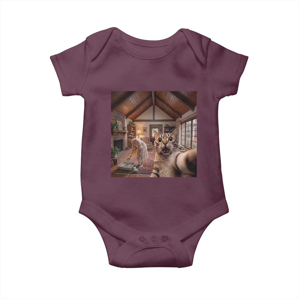 Cat Selfie with Woman Funny Cat Mom Baby Onesie