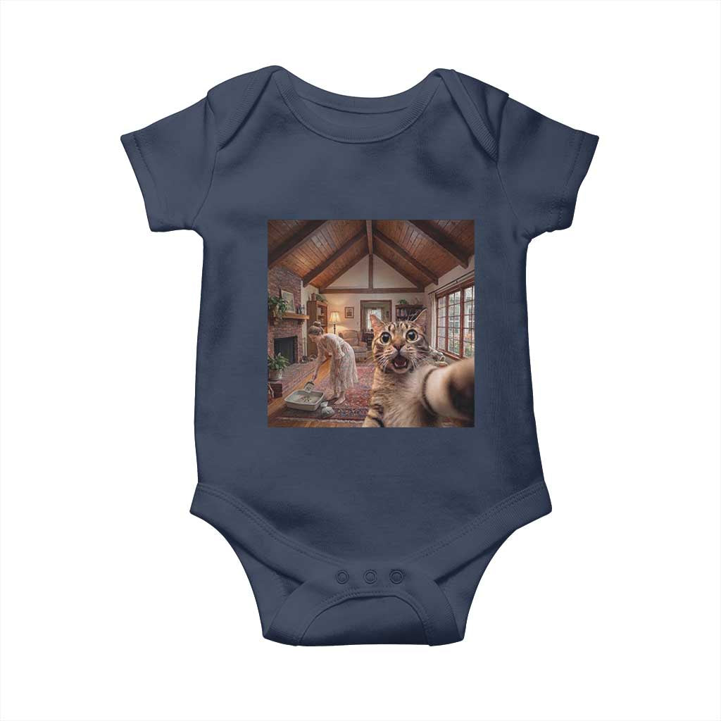 Cat Selfie with Woman Funny Cat Mom Baby Onesie