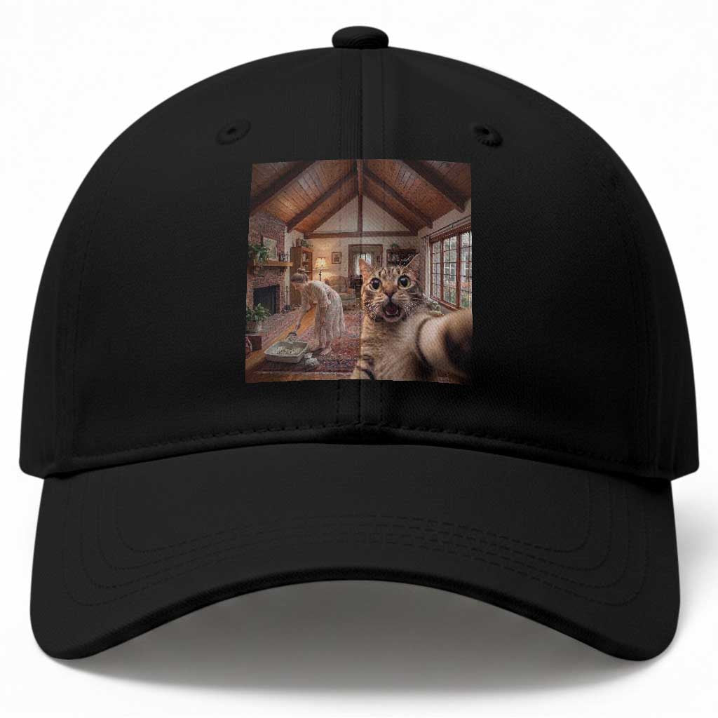 Cat Selfie with Woman Funny Cat Mom Baseball Cap