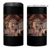Cat Selfie with Woman Funny Cat Mom 4 in 1 Can Cooler Tumbler