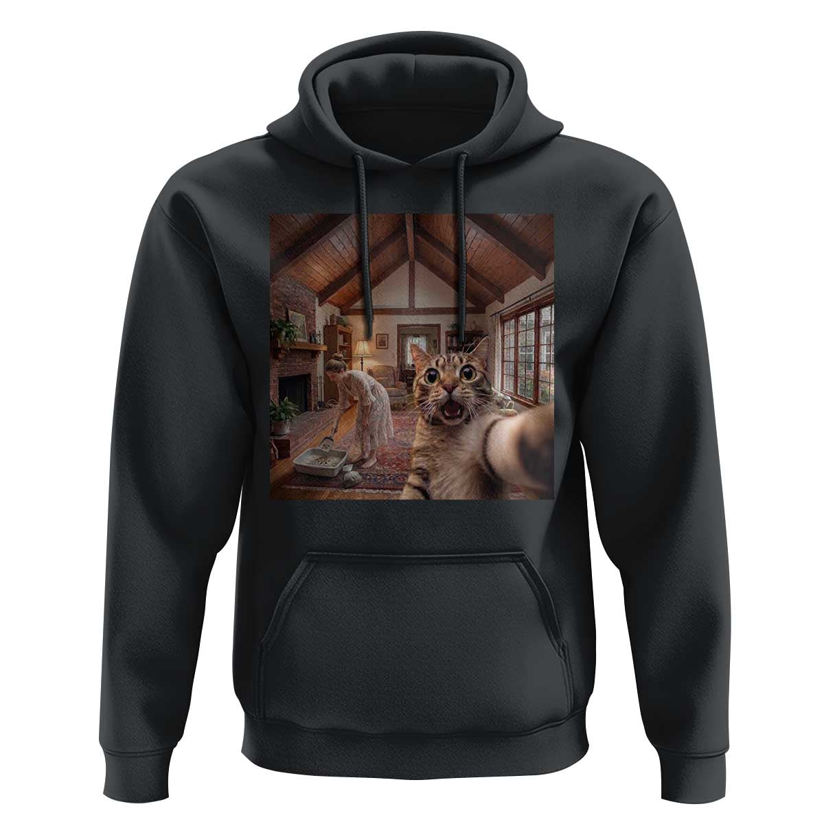 Cat Selfie with Woman Funny Cat Mom Hoodie