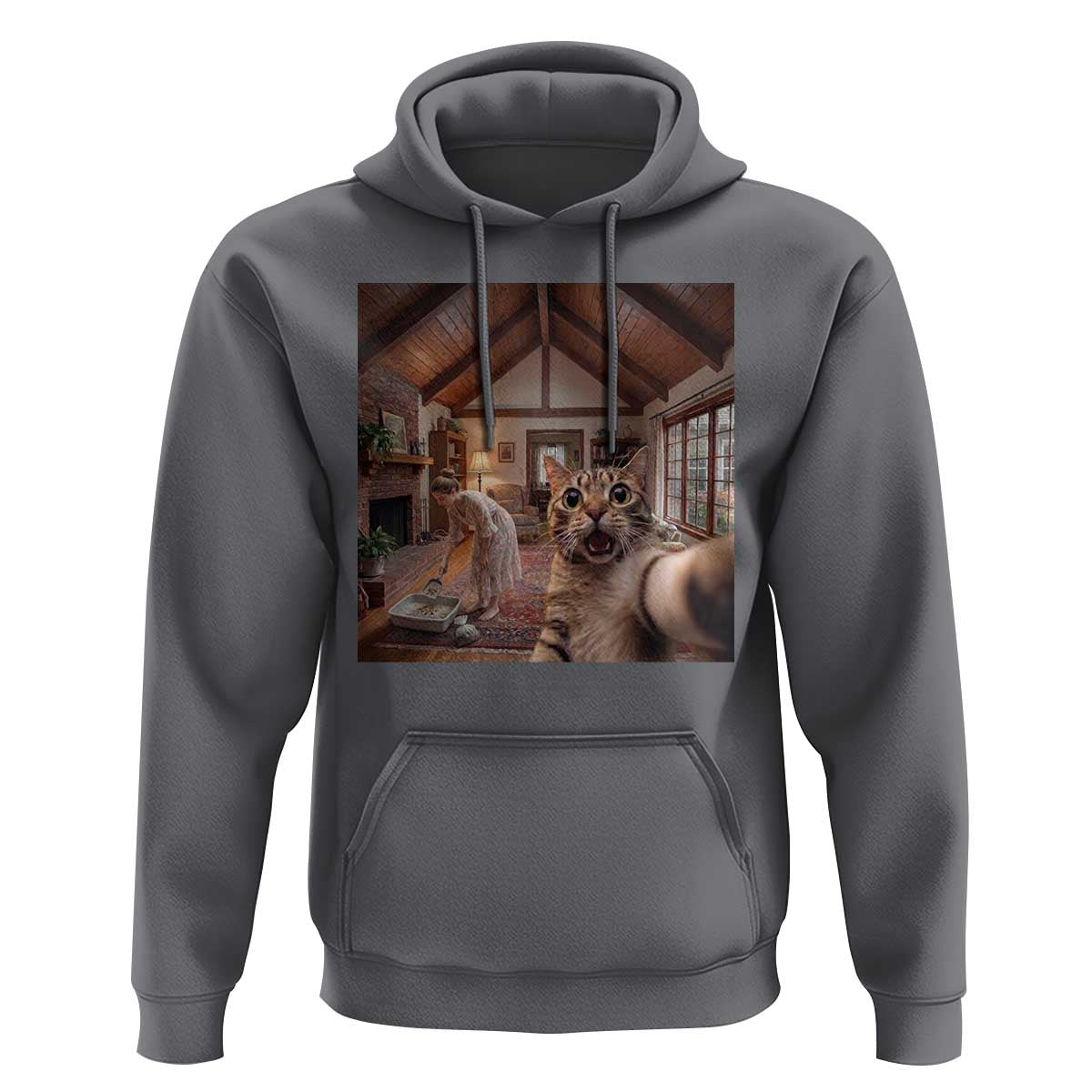 Cat Selfie with Woman Funny Cat Mom Hoodie