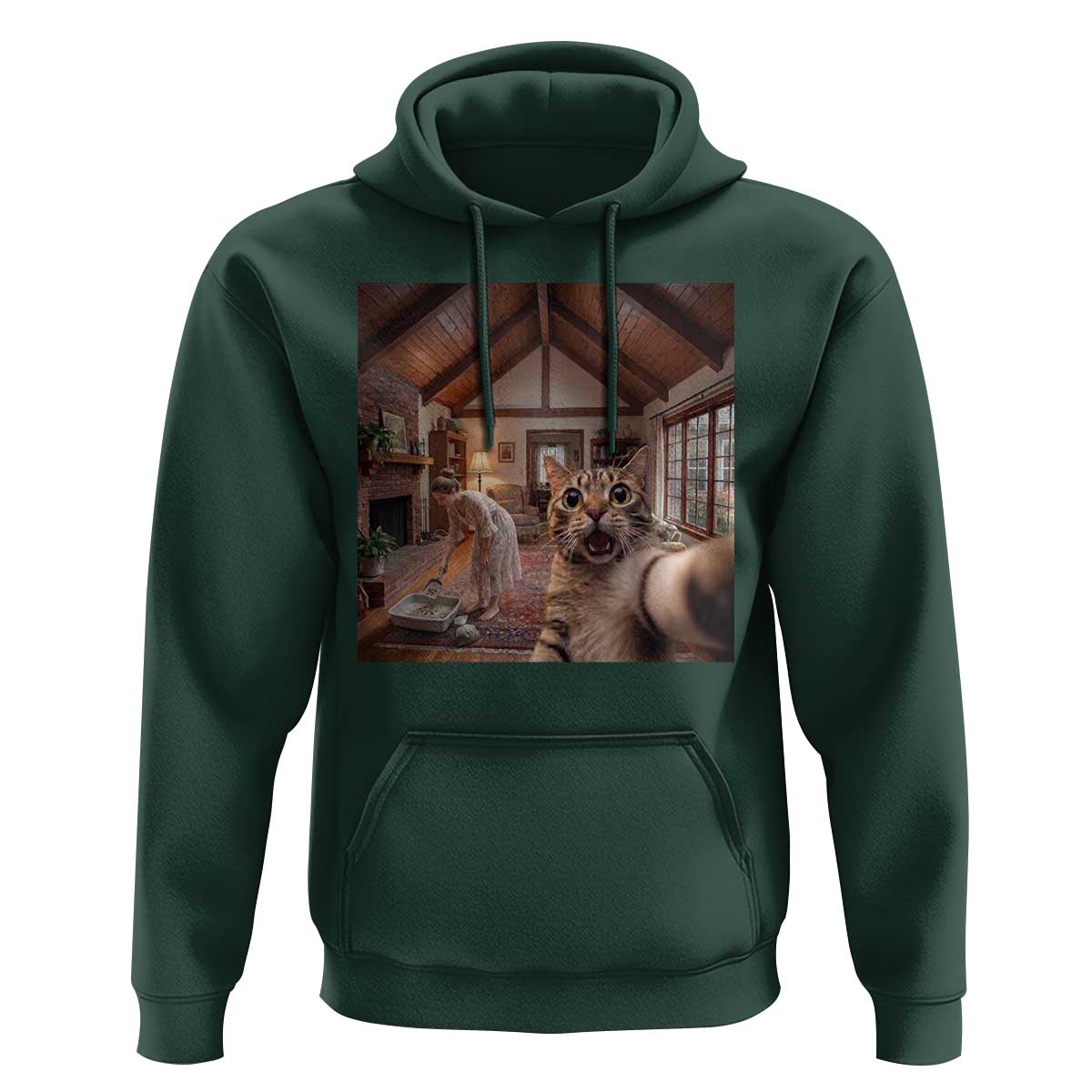 Cat Selfie with Woman Funny Cat Mom Hoodie