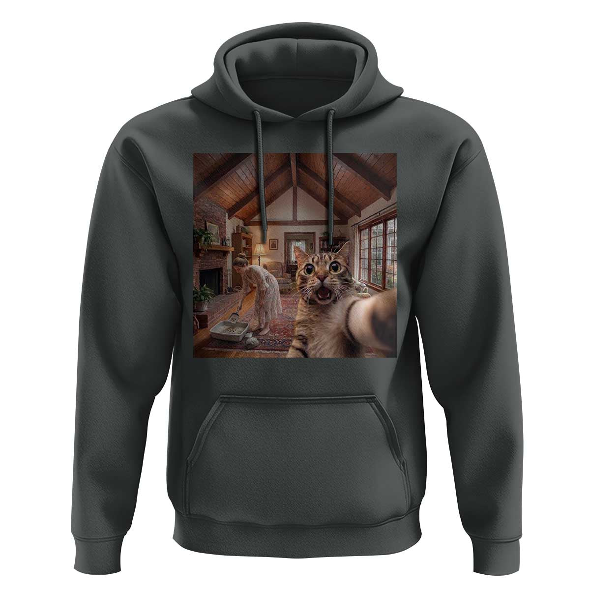 Cat Selfie with Woman Funny Cat Mom Hoodie