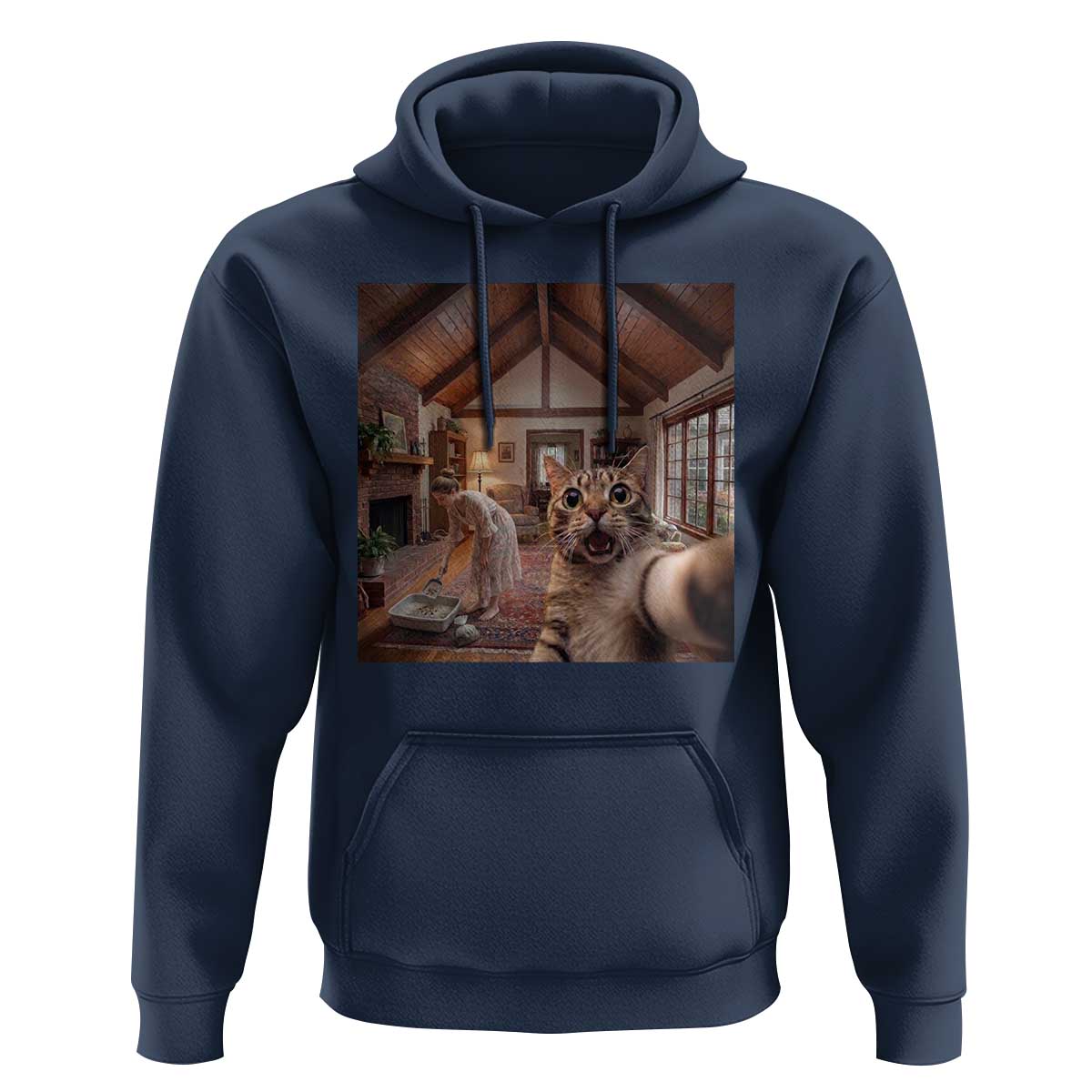 Cat Selfie with Woman Funny Cat Mom Hoodie