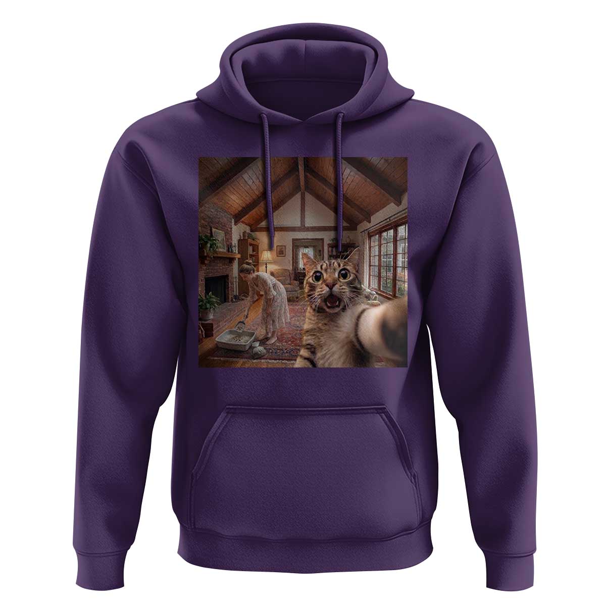 Cat Selfie with Woman Funny Cat Mom Hoodie