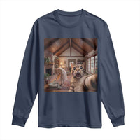 Cat Selfie with Woman Funny Cat Mom Long Sleeve Shirt