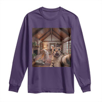 Cat Selfie with Woman Funny Cat Mom Long Sleeve Shirt