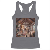 Cat Selfie with Woman Funny Cat Mom Racerback Tank Top