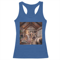 Cat Selfie with Woman Funny Cat Mom Racerback Tank Top