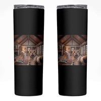 Cat Selfie with Woman Funny Cat Mom Skinny Tumbler