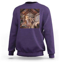 Cat Selfie with Woman Funny Cat Mom Sweatshirt