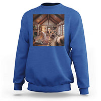 Cat Selfie with Woman Funny Cat Mom Sweatshirt