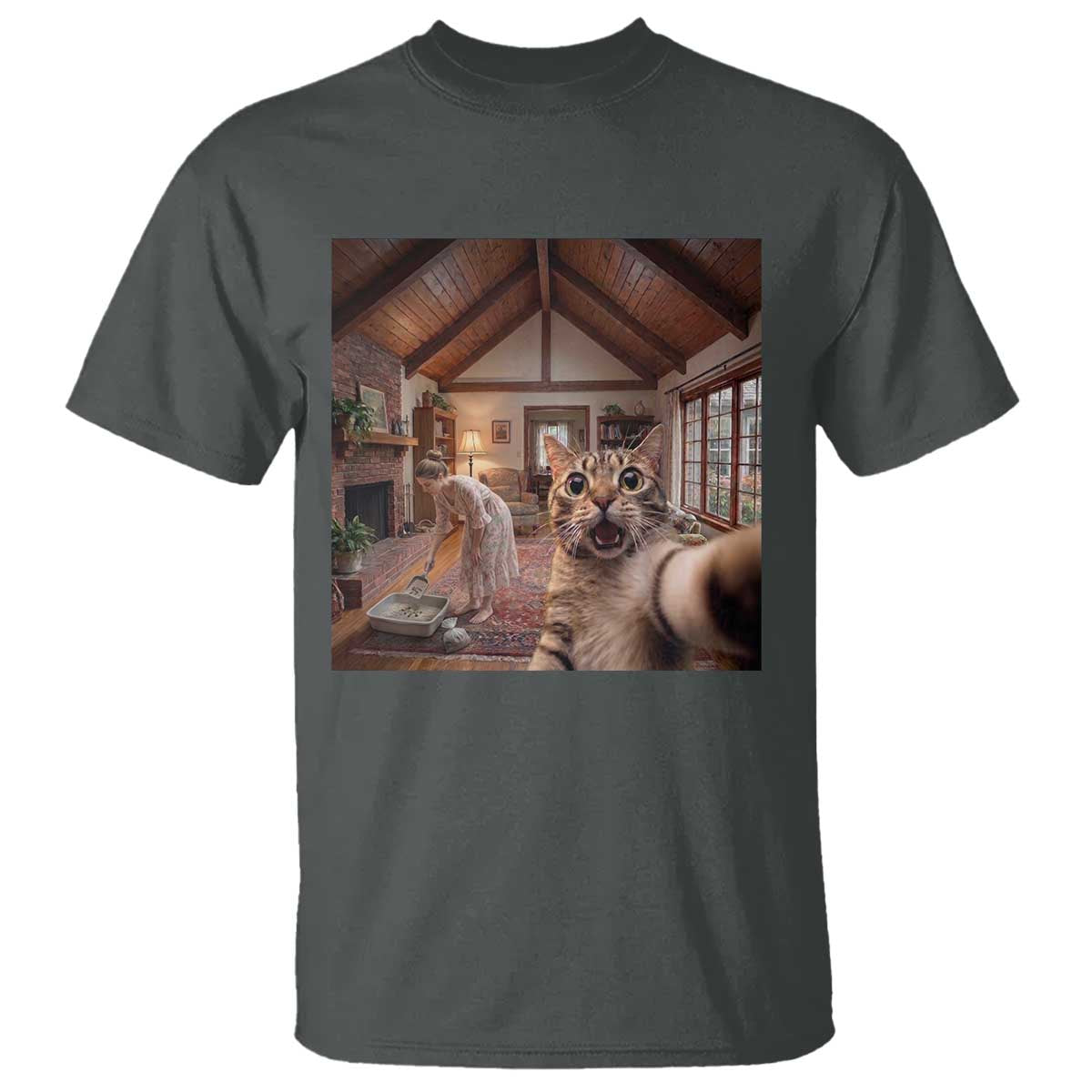 Cat Selfie with Woman Funny Cat Mom T Shirt