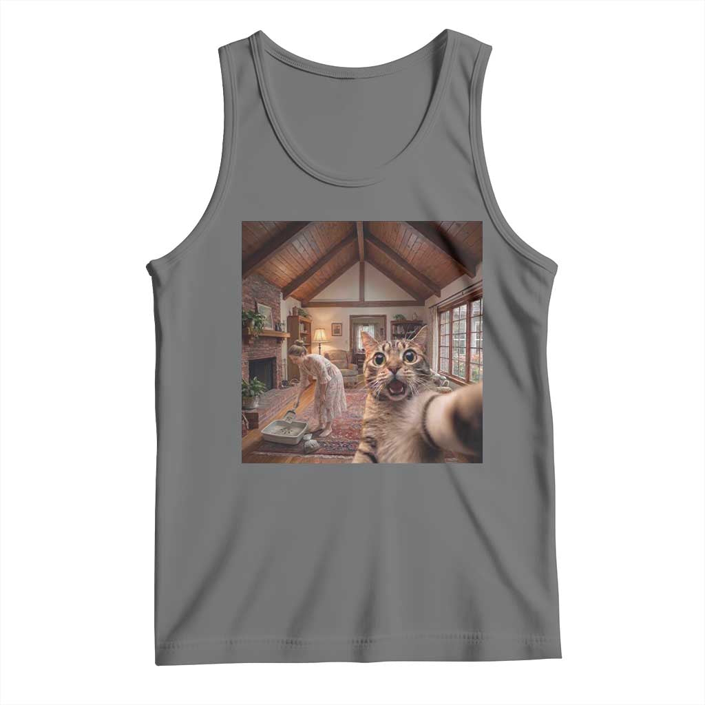 Cat Selfie with Woman Funny Cat Mom Tank Top