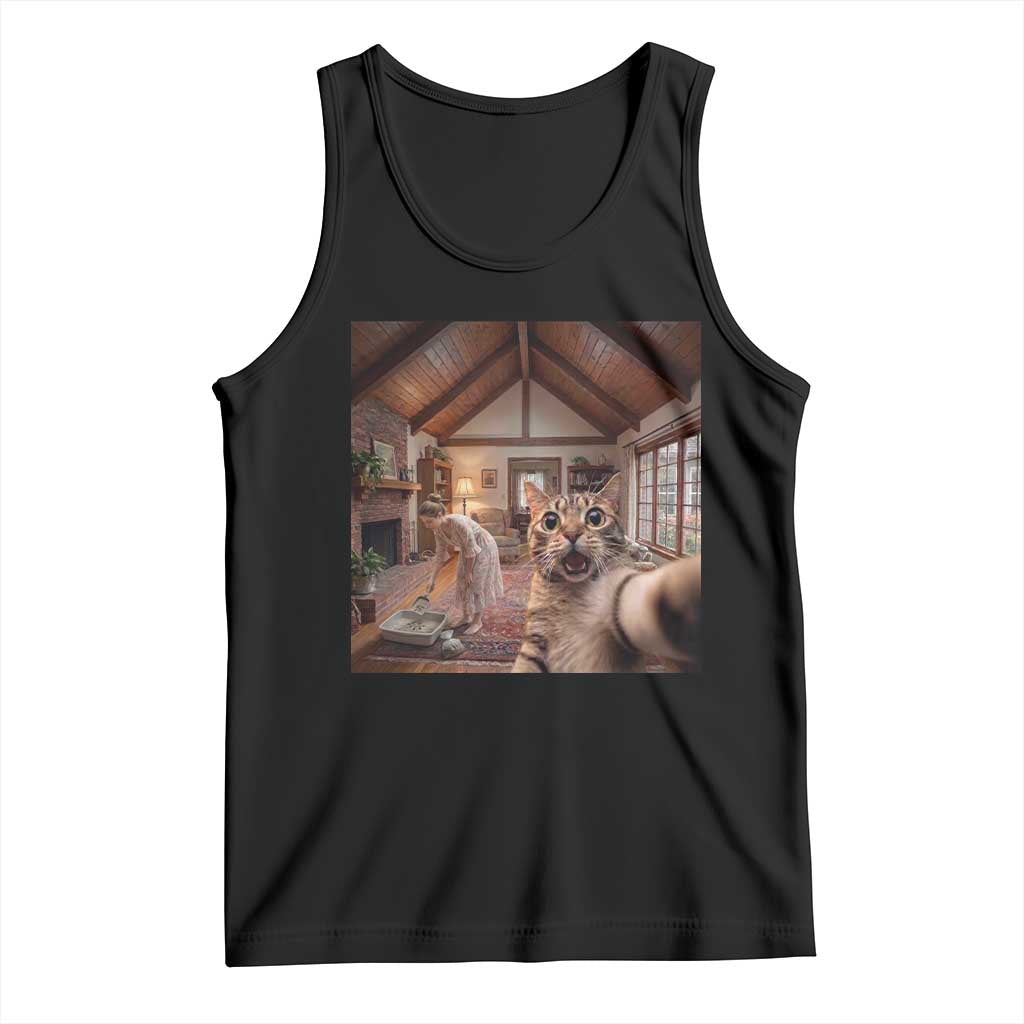 Cat Selfie with Woman Funny Cat Mom Tank Top
