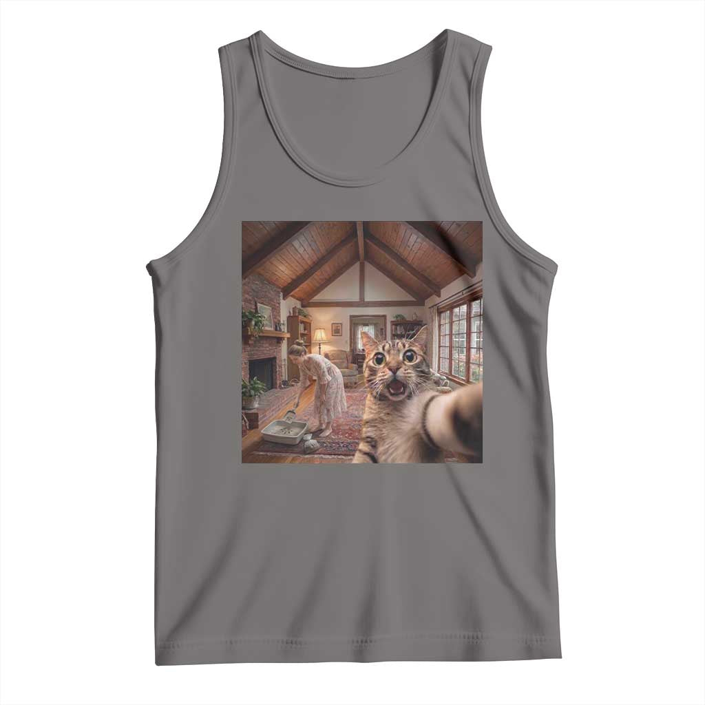 Cat Selfie with Woman Funny Cat Mom Tank Top