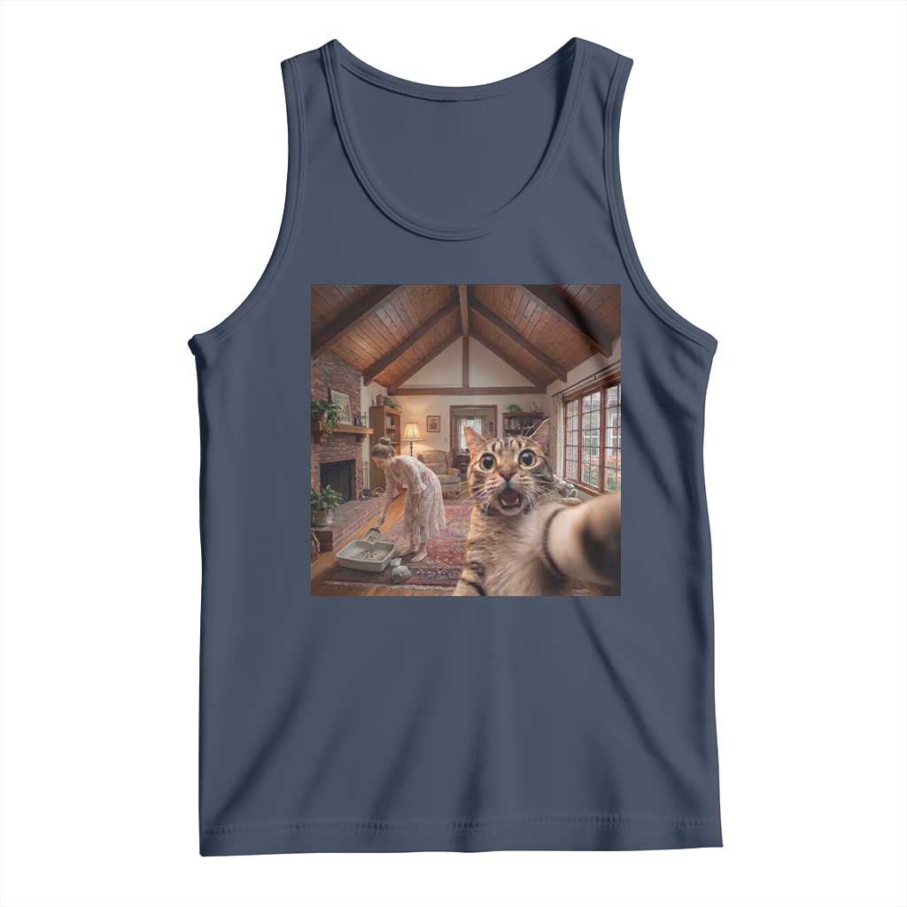 Cat Selfie with Woman Funny Cat Mom Tank Top