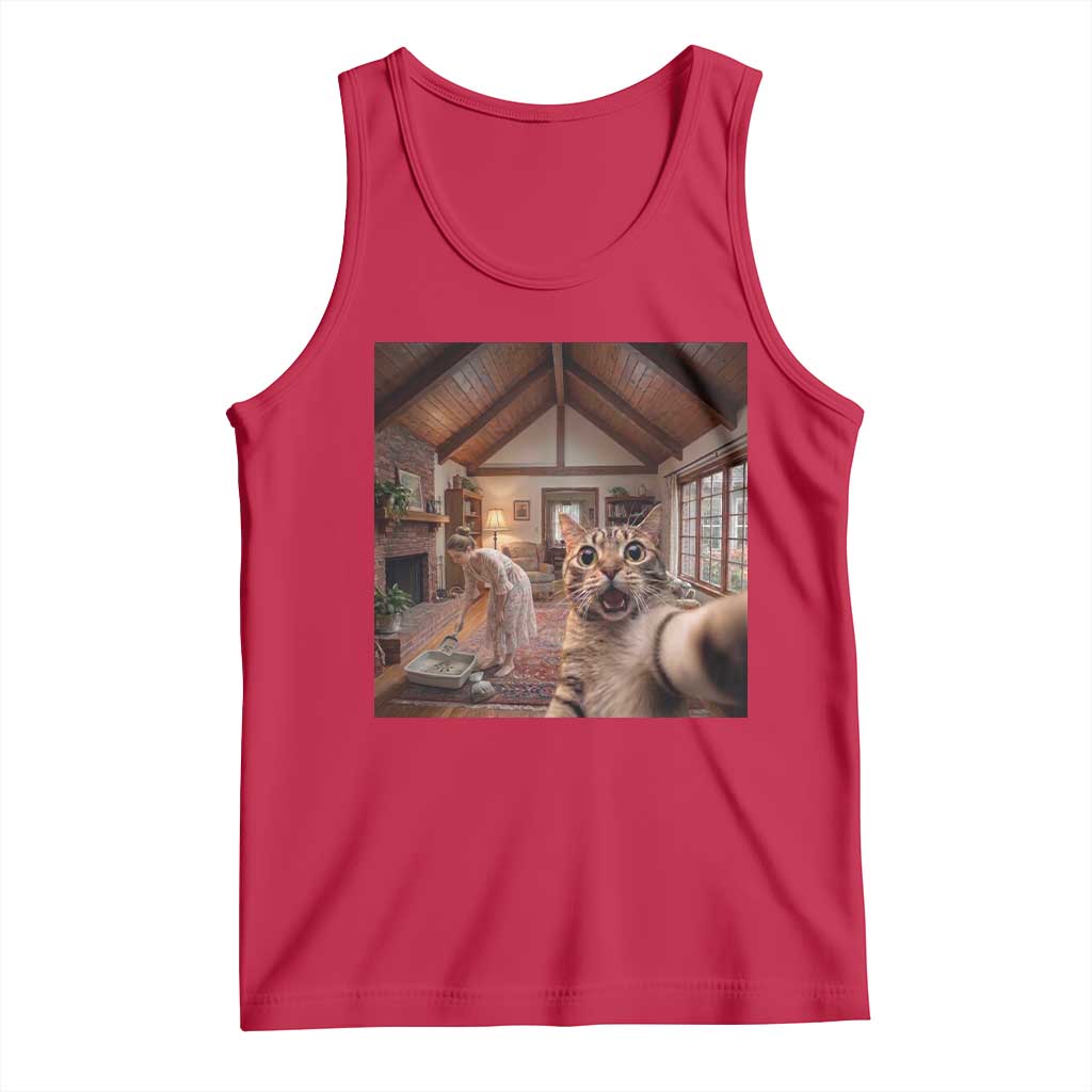 Cat Selfie with Woman Funny Cat Mom Tank Top