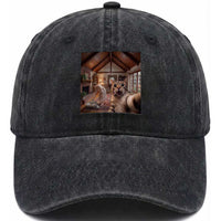 Cat Selfie with Woman Funny Cat Mom Washed Cotton Baseball Cap