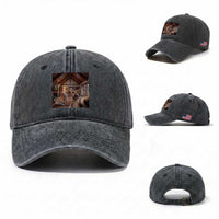 Cat Selfie with Woman Funny Cat Mom Washed Cotton Baseball Cap