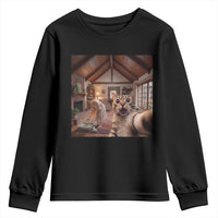 Cat Selfie with Woman Funny Cat Mom Youth Sweatshirt