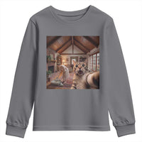 Cat Selfie with Woman Funny Cat Mom Youth Sweatshirt