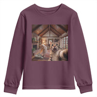 Cat Selfie with Woman Funny Cat Mom Youth Sweatshirt