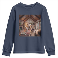 Cat Selfie with Woman Funny Cat Mom Youth Sweatshirt