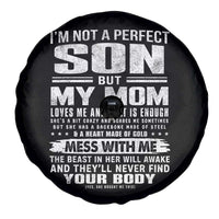 I Am Not A Perfect Son But My Mom Loves Me And That Is Enough Spare Tire Cover Boy Mom Mother's Day Gifts
