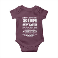 I Am Not A Perfect Son But My Mom Loves Me And That Is Enough Baby Onesie Boy Mom Mother's Day Gifts