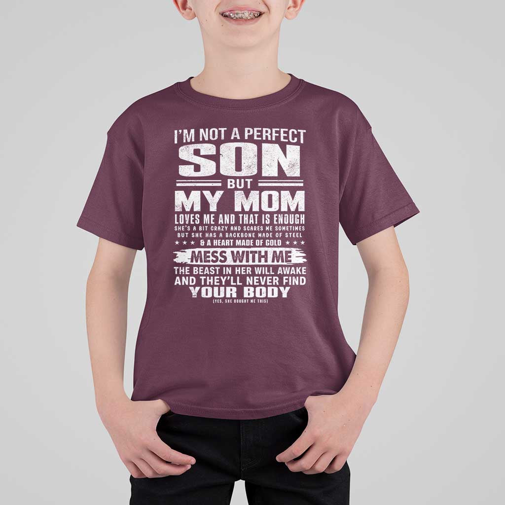 I Am Not A Perfect Son But My Mom Loves Me And That Is Enough T Shirt For Kid Boy Mom Mother's Day Gifts