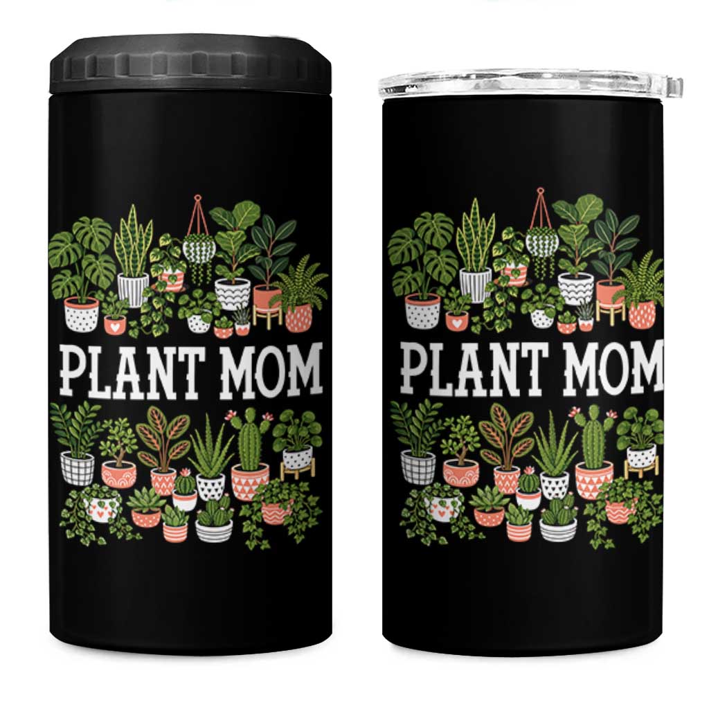 Plant Mom 4 in 1 Can Cooler Tumbler Funny Plant Lady Mama Floral Garden