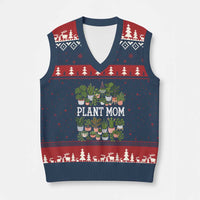 Plant Mom V-Neck Knit Sweater Vest Funny Plant Lady Mama Floral Garden