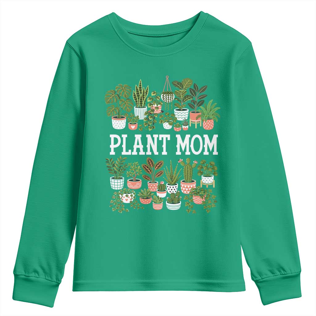 Plant Mom Youth Sweatshirt Funny Plant Lady Mama Floral Garden