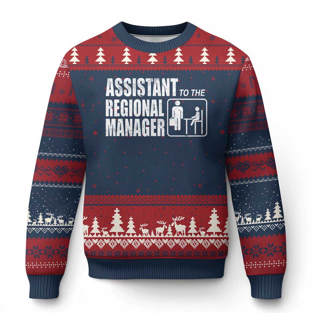 Assistant To The Regional Manager Ugly Christmas Sweater Funny Dad Baby Matching