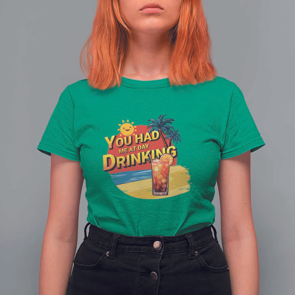 You Had Me At Day Drinking T Shirt For Women Retro Comic Beach Cocktails Drinkers - Wonder Print Shop