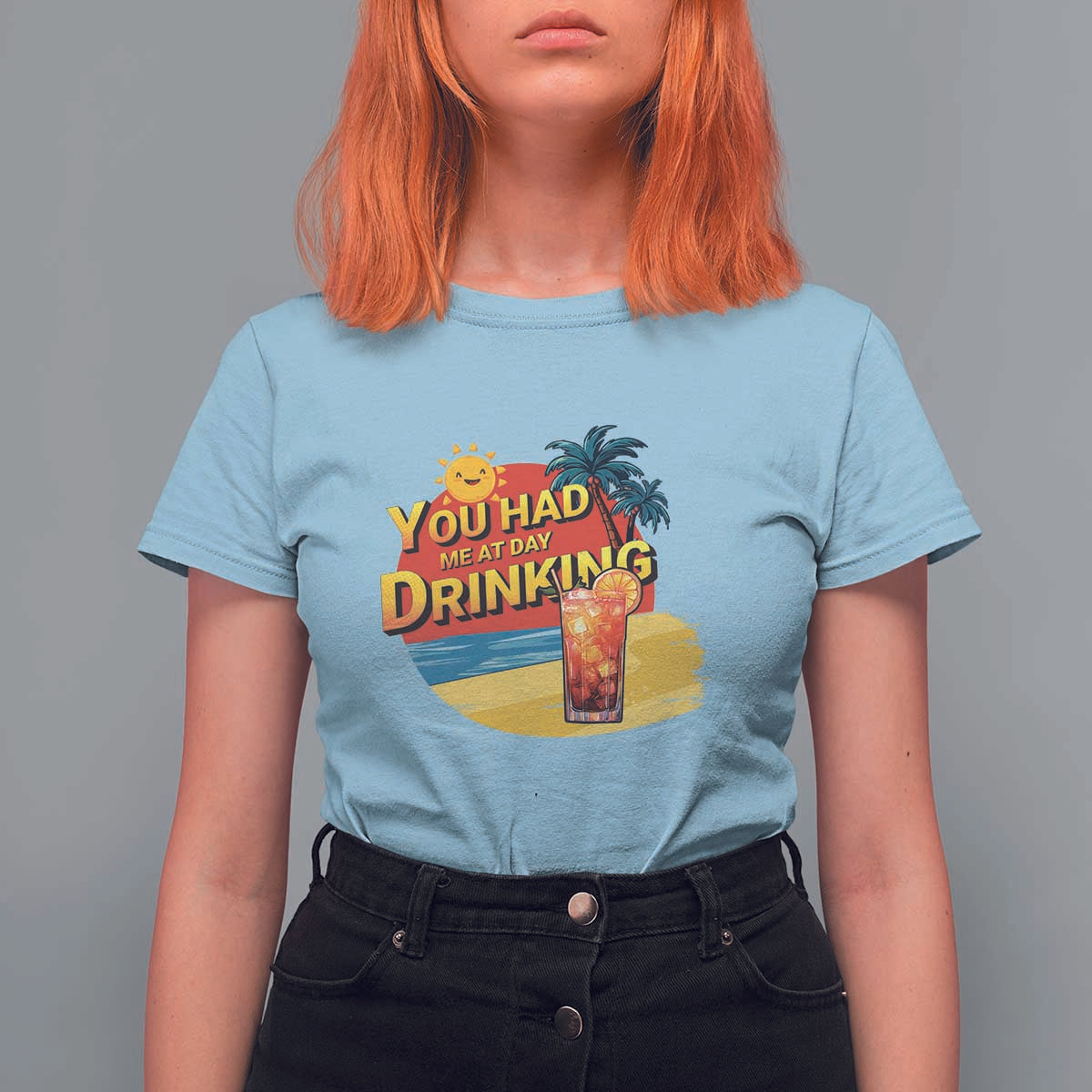 You Had Me At Day Drinking T Shirt For Women Retro Comic Beach Cocktails Drinkers - Wonder Print Shop