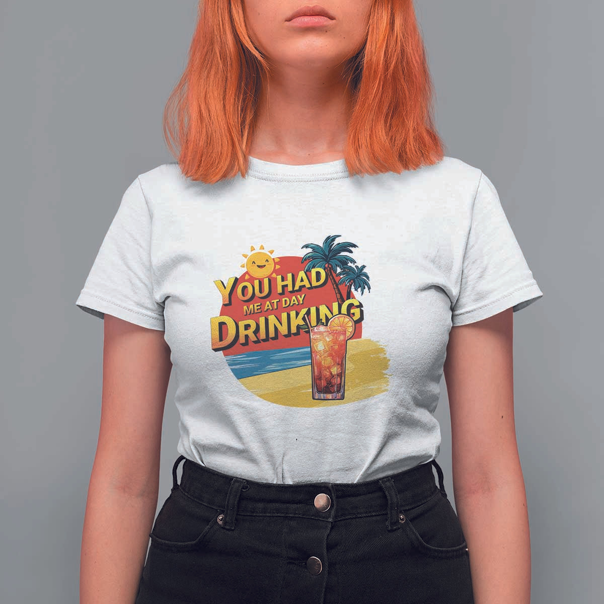 You Had Me At Day Drinking T Shirt For Women Retro Comic Beach Cocktails Drinkers - Wonder Print Shop