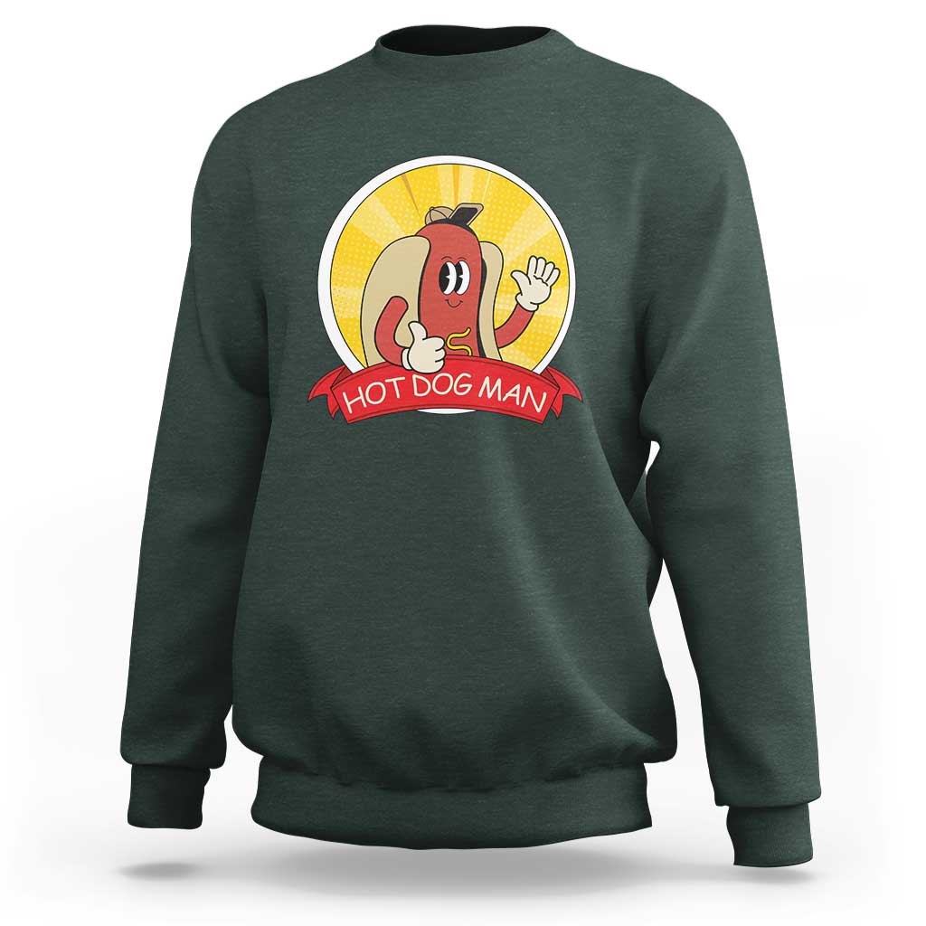 Hot Dog Man Sweatshirt Vintage Comic Retro - Wonder Print Shop