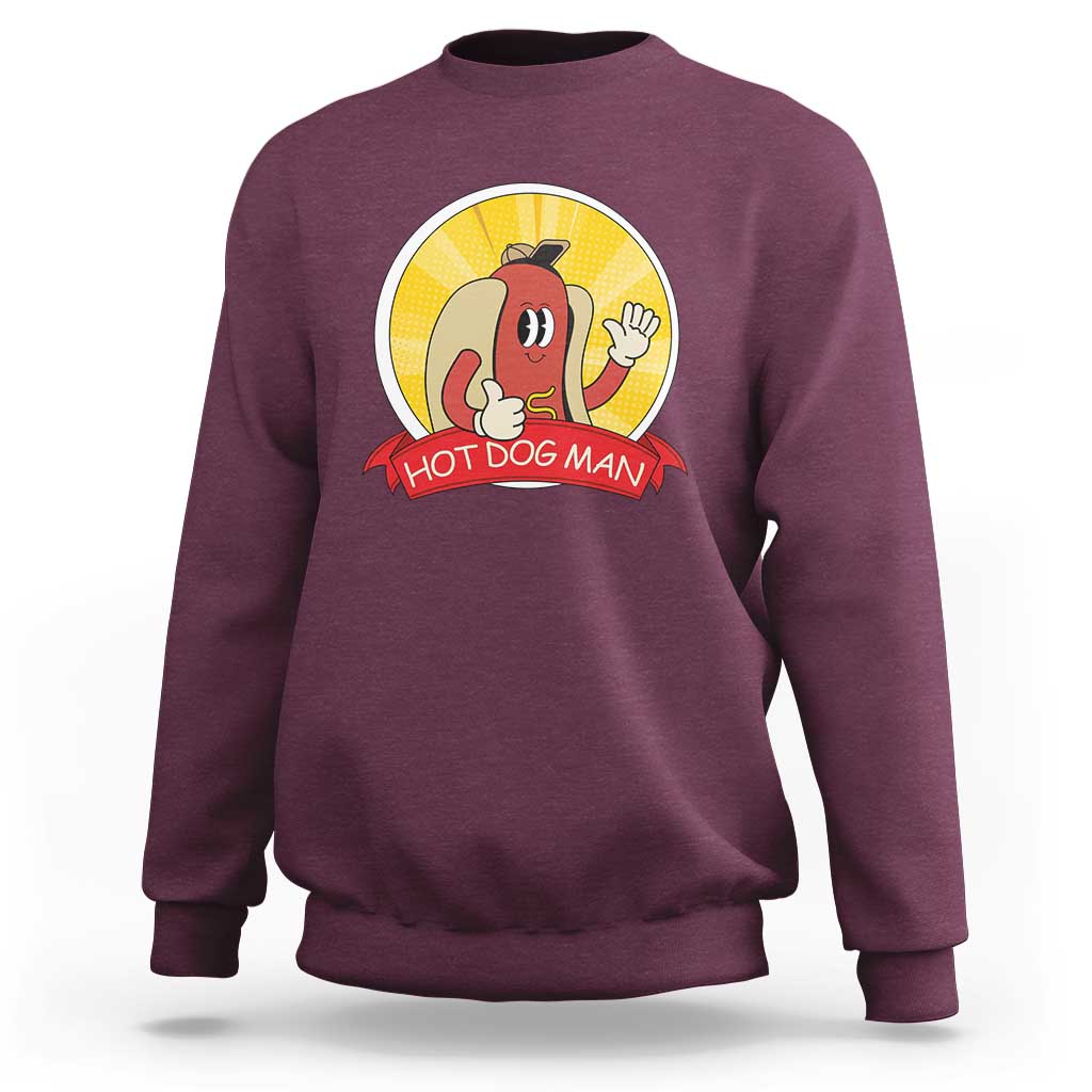 Hot Dog Man Sweatshirt Vintage Comic Retro - Wonder Print Shop