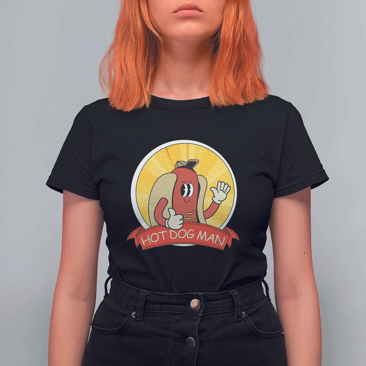Hot Dog Man T Shirt For Women Vintage Comic Retro - Wonder Print Shop