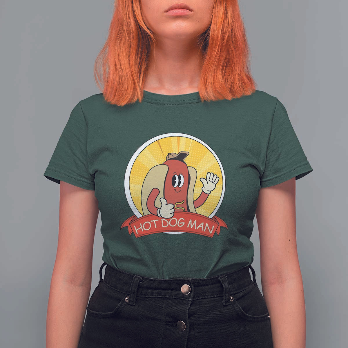 Hot Dog Man T Shirt For Women Vintage Comic Retro - Wonder Print Shop
