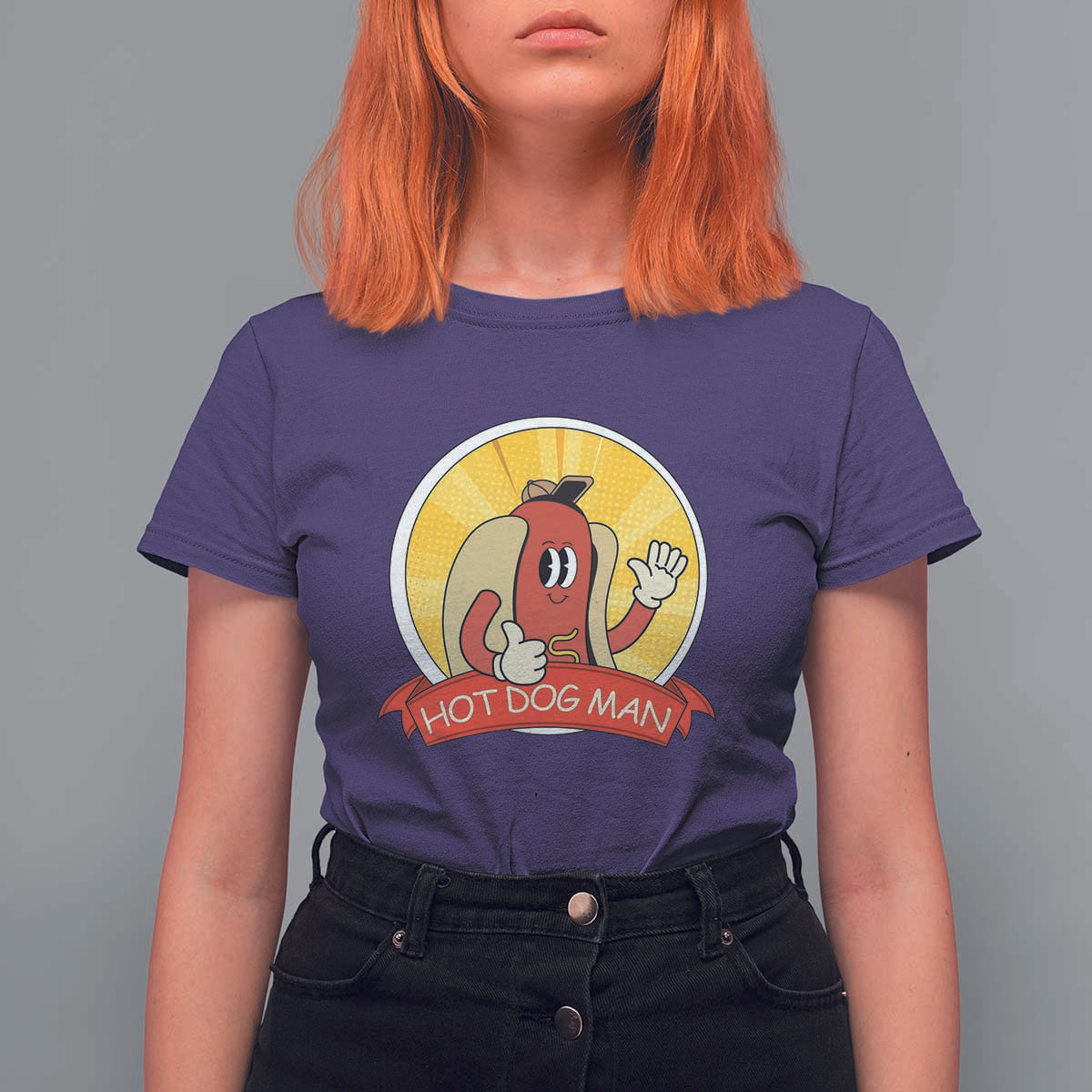 Hot Dog Man T Shirt For Women Vintage Comic Retro - Wonder Print Shop