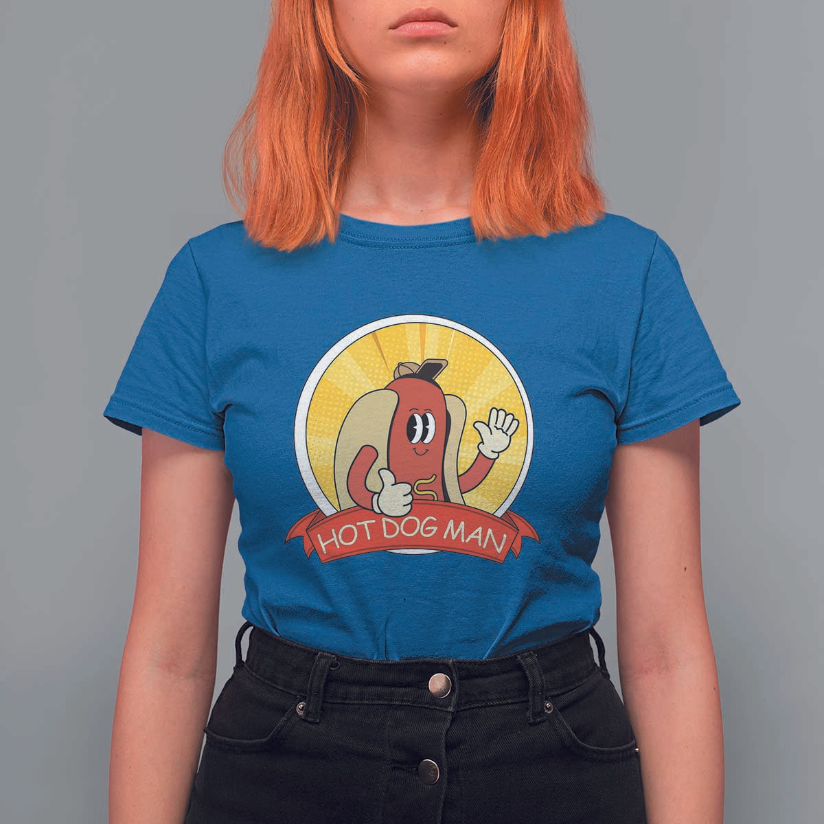 Hot Dog Man T Shirt For Women Vintage Comic Retro - Wonder Print Shop